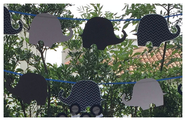 Elefantes colgados Baby Shower